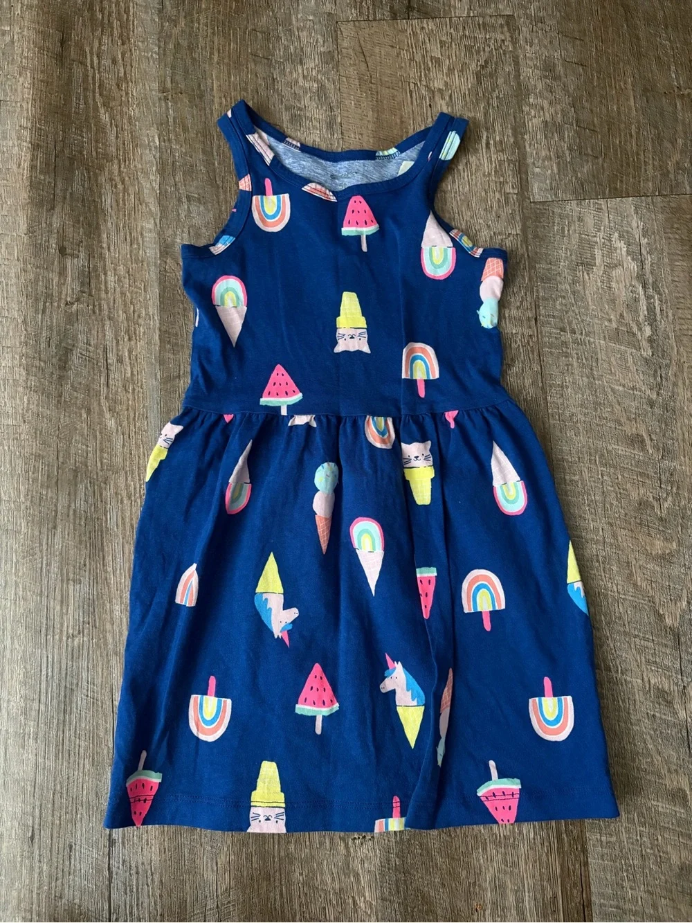 Carter’s Girls Navy Ice Cream & Rainbow Print Sleeveless Dress